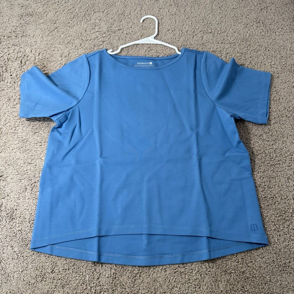 Betabrand Boxy Short Sleeve Hi-Low Top Blue NWT Athletic Casual Lounge Medium